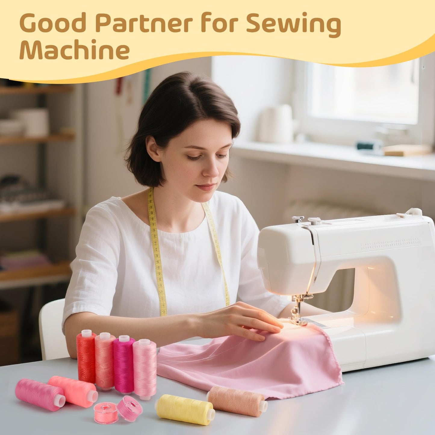 72 pcs Sewing Machine Thread Kit, Thread with Prewound Bobbins & 36 Colors, 400 Yard Polyester for Hand Sewing DIY & Emergency Home, Christmas Stocking Stuffers White Elephant Gifts for Women Mom