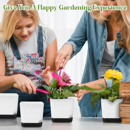 10 PCS 4 inch Small Plant Pots Nursery Pots with 10 Labes Plastic Seedling Pot for Indoor Outdoor Flowers Plants Decorative Succulent Flower Pots with Drainage Holes and Saucers for Office Home Garden