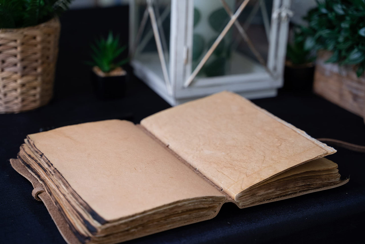 Wanderings Vintage Leather Journal with Burned Edge Paper - 6"x9" (15x23cm) - Rustic Antique Notebook Perfect for Writing a Book of Shadows Journal a Grimoire Sketching Drawing as a Diary