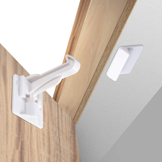 Upgraded Invisible Baby Proofing Cabinet Latch Locks (10 Pack) - No Drilling or Tools Required for Installation, Works with Most Cabinets and Drawers, Works with Countertop Overhangs, Highly Secure (White.5)