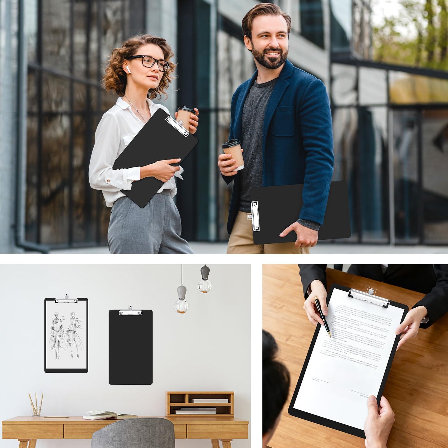 Zoenley Legal Size Clipboard with Pen Holder, Black 8.5 x 14 Plastic Clip Board for Lawyer, Nurse, Business, Size 9 x 15, with Low Profile Clip, Office & School Supplies(2Pack)