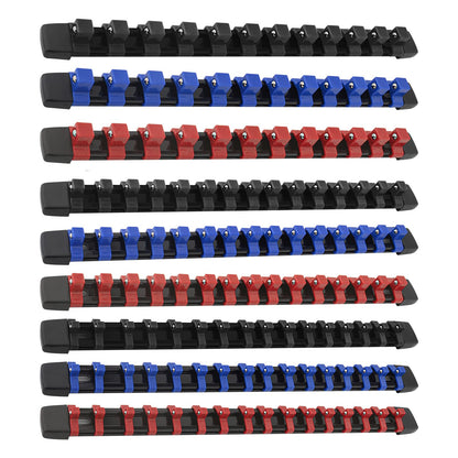 Socket Organizer Set, Metric SAE Socket Holders with Spring Ball Bearings Fits 1/4", 3/8", 1/2" Drive Sockets, Secure Holding Portable Socket Retention Home Workshop Tool Storage Organizer, 9 PCS