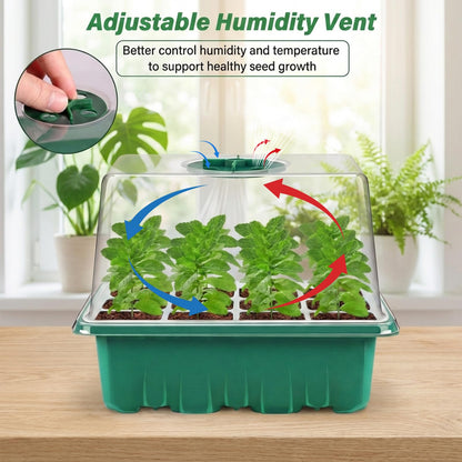 Verdenu Seed Starter Tray, 10 Pack 120 Cells Seed Starter Kit with Adjustable Humidity Dome, Upgrade Height Reusable Seed Starting Trays with Tools, Germination Kit for Seeds Starting