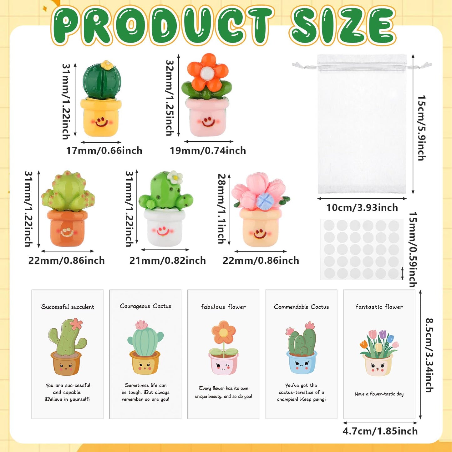 60 Sets Employee Appreciation Gifts Bulk for Coworkers Resin Flower Pot Inspirational Cards Commendable Cactus Flower Succulent Thank You Gift for Coworkers Employee Team Teacher Office Appreciation