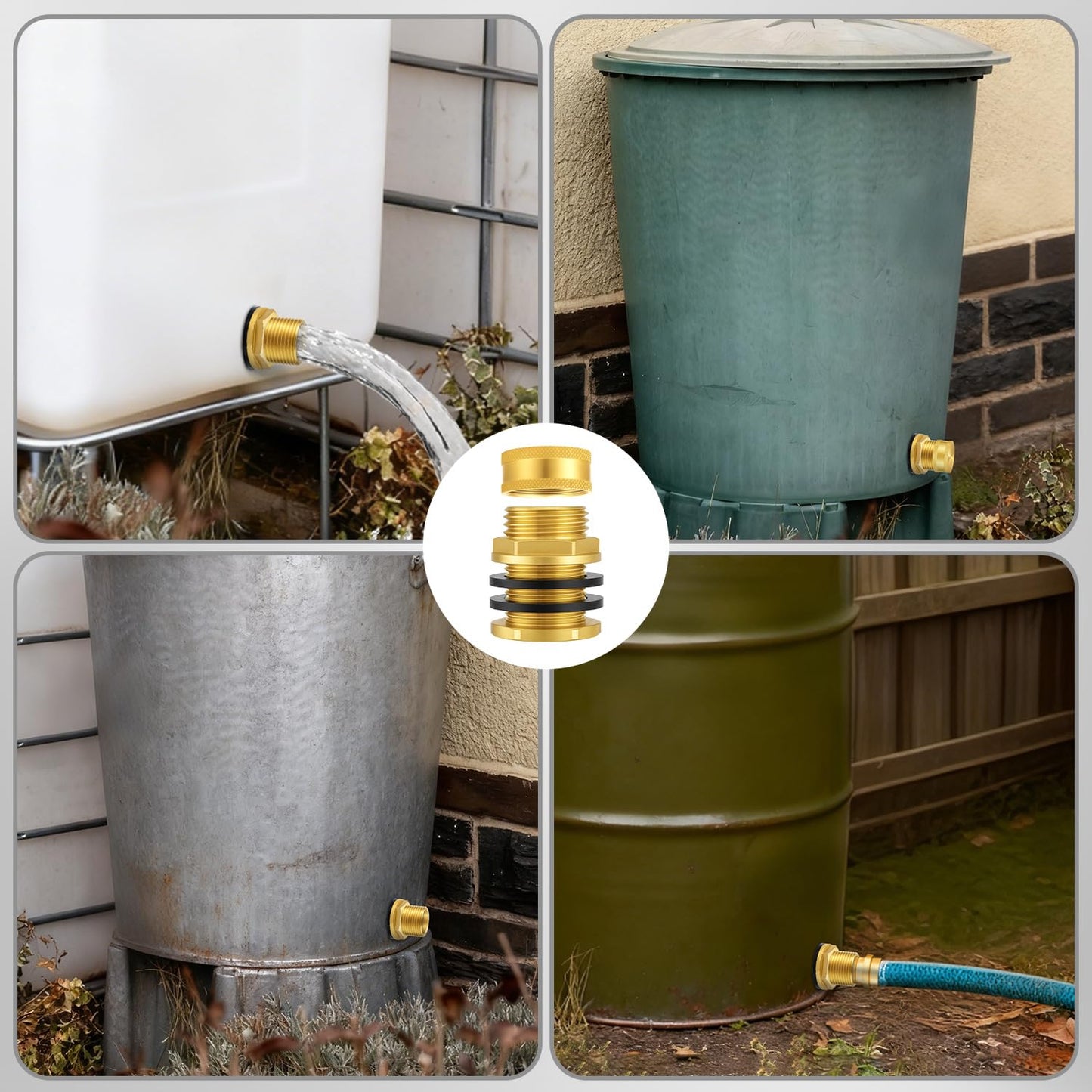 Wantmatch Brass Garden Hose Bulkhead Fitting with Plug,1/2" Female NPT 3/4" Male GHT Garden Hose Threaded,Brass Water Tank Connector 2 Pack