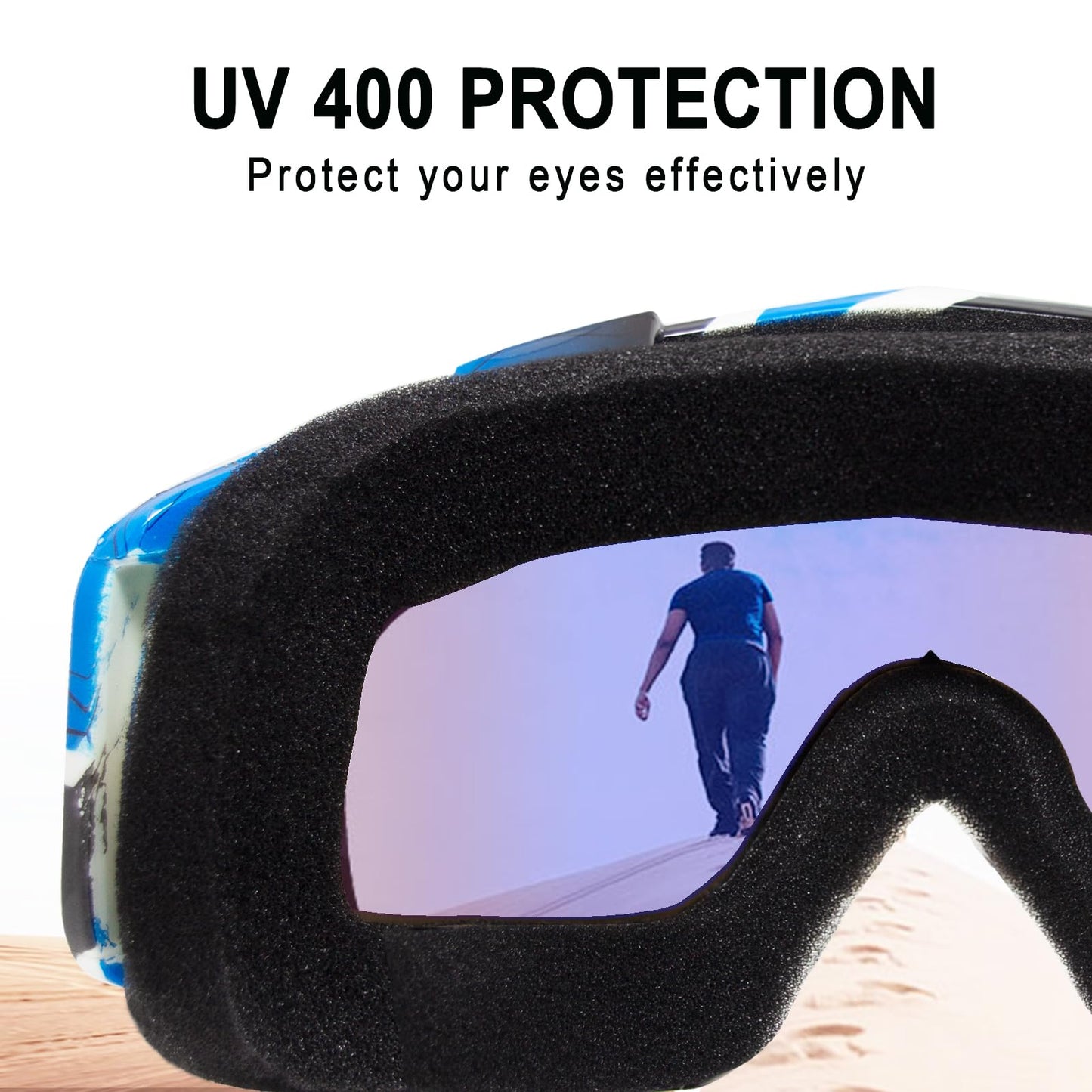 Dirt Bike Motorcycle ATV Motocross Goggles - UV 400 Offroad Mx Racing Helmet for Men Women Adults Youth Kids (示例： Cranberry Blue Frame+color Blue Lens)