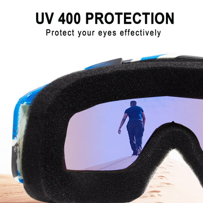 Dirt Bike Motorcycle ATV Motocross Goggles - UV 400 Offroad Mx Racing Helmet for Men Women Adults Youth Kids (示例： Cranberry Blue Frame+color Blue Lens)