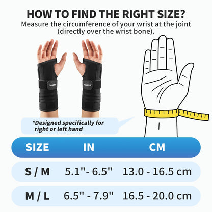 CAMBIVO Carpal Tunnel Wrist Brace, Wrist Support with Stable Wrist Splint for Hand, Adjustable Wrist Compression Sleeve for Tendonitis Arthritis Pain Relief, Sprained Wrist (WS40 S/M,Right Hand)