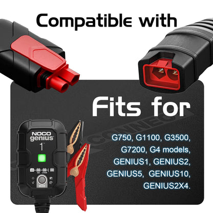 2-Pack GC008 X-Connect fit for NOCO Battery Charger, M10 XL Eyelet Terminal Connector Plug Extension Cable, Replacement NOCO Battery Connector Smart Batteries Trickle Charger Accessory Cable