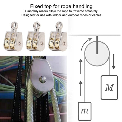 Dual Pulley Block 4 Pcs Double Pulley Block 100KG 220LBS Bearing Zinc Alloy Crane Lifting Dual Pulley Roller Hand Chain Hoists