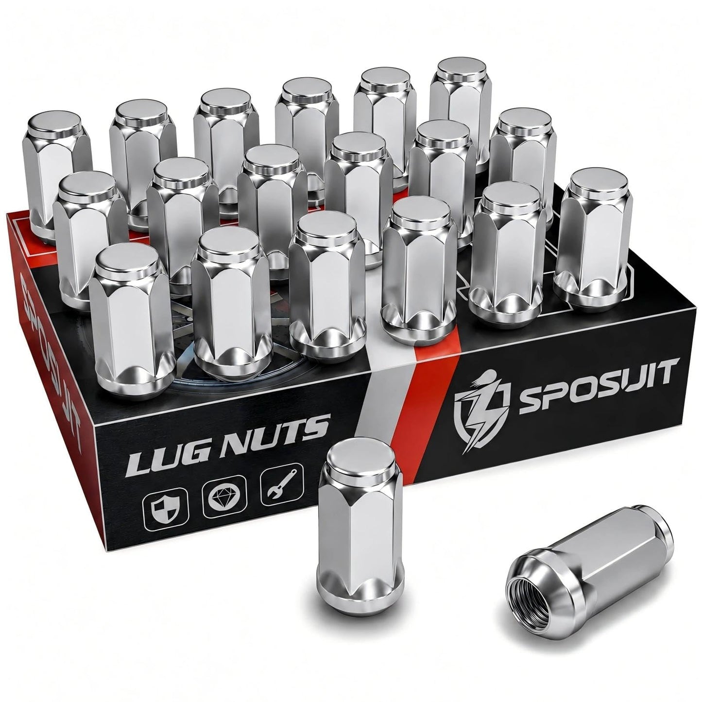Sposuit M14x1.5 Lug Nuts - Replacement for 2010-2017 Chevy Equinox, 2013-2015 Malibu, 2014-2020 Impala - Closed End Chrome Lug Nut(20 Pcs)