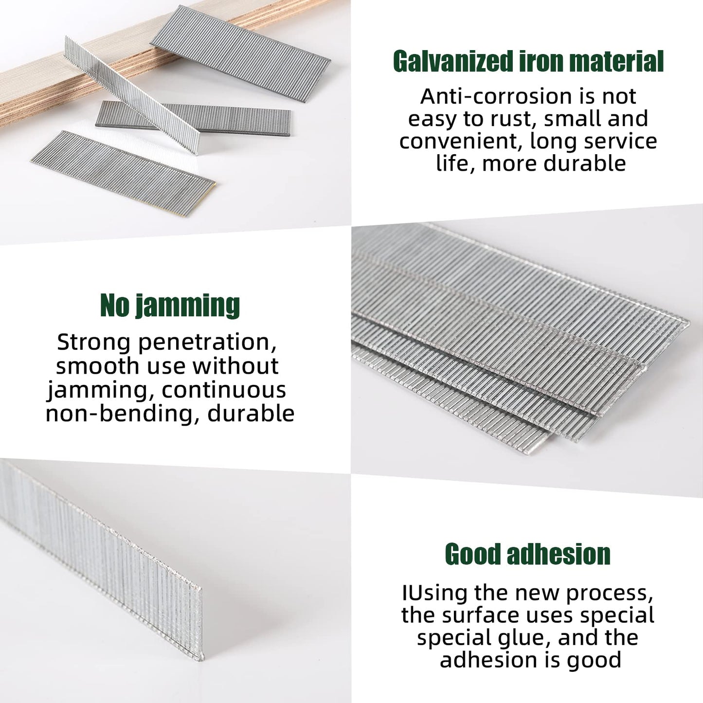 Keadic 4800Pcs 4 Sizes 18 Gauge Brad Nail Assortment Kit, 5/8", 1", 1-1/2", 2" Galvanized Steel Straight Finish Nails Gun Electric Finishing Pin Brads Nail for Moldings Cabinets Installation