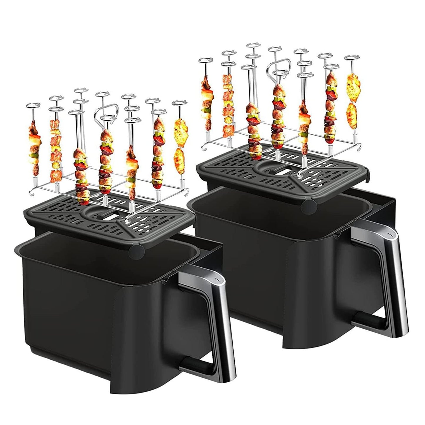 Skewer Stand, Air Fryer Rack Skewer Stand, Detachable Stainless Steel BBQ Skewers Rack Holder, Air Fryer Accessories Skewer Accessory, Compatible with DZ201 Foodi 8 Quart