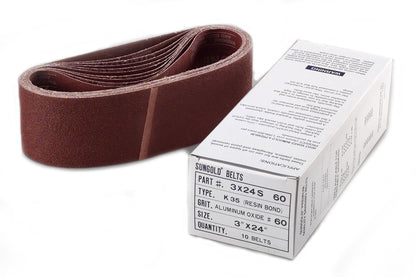 Sungold Abrasives 3X24S60 64665 3 By 24" 60 Grit Portable Belts Premium Industrial X -Weight Aluminum Oxide, 10 Belts/Box