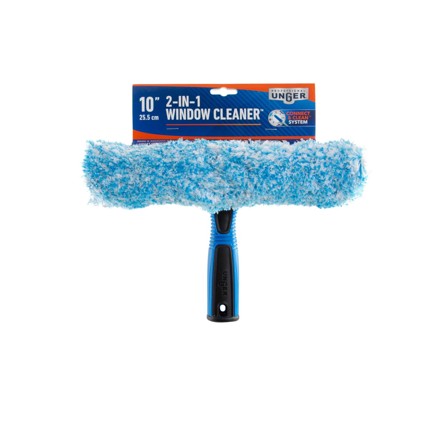 Unger Professional 2-in-1 Squeegee & Scrubber - 10” Window Cleaning Tool – Cleaning Supplies, Squeegee for Window Cleaning, Commercial & Residential Use, Reusable Microfiber Sleeve