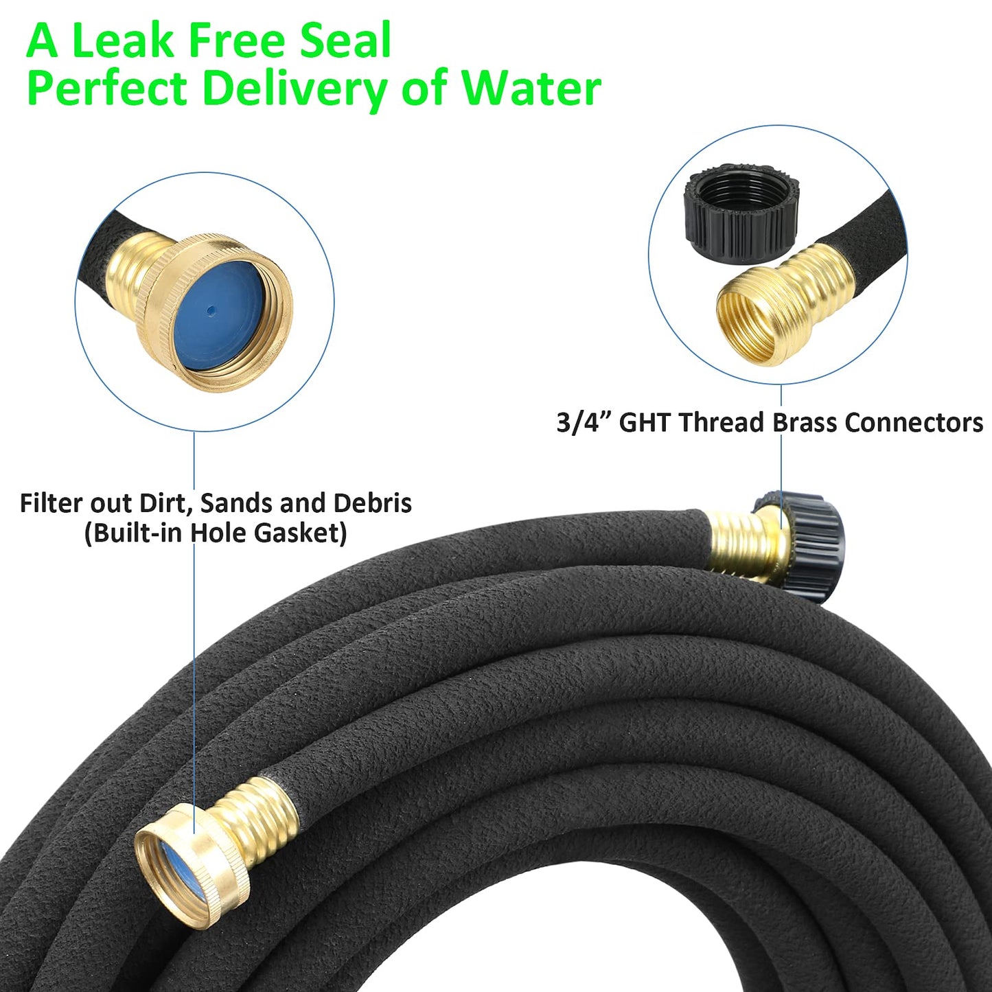 STYDDI Soaker Hose, 1/2" x 25 FT Round Soaker Garden Hose, Heavy Duty Soaker Hose Great for Garden Vegetable Beds, Lawn and Plants