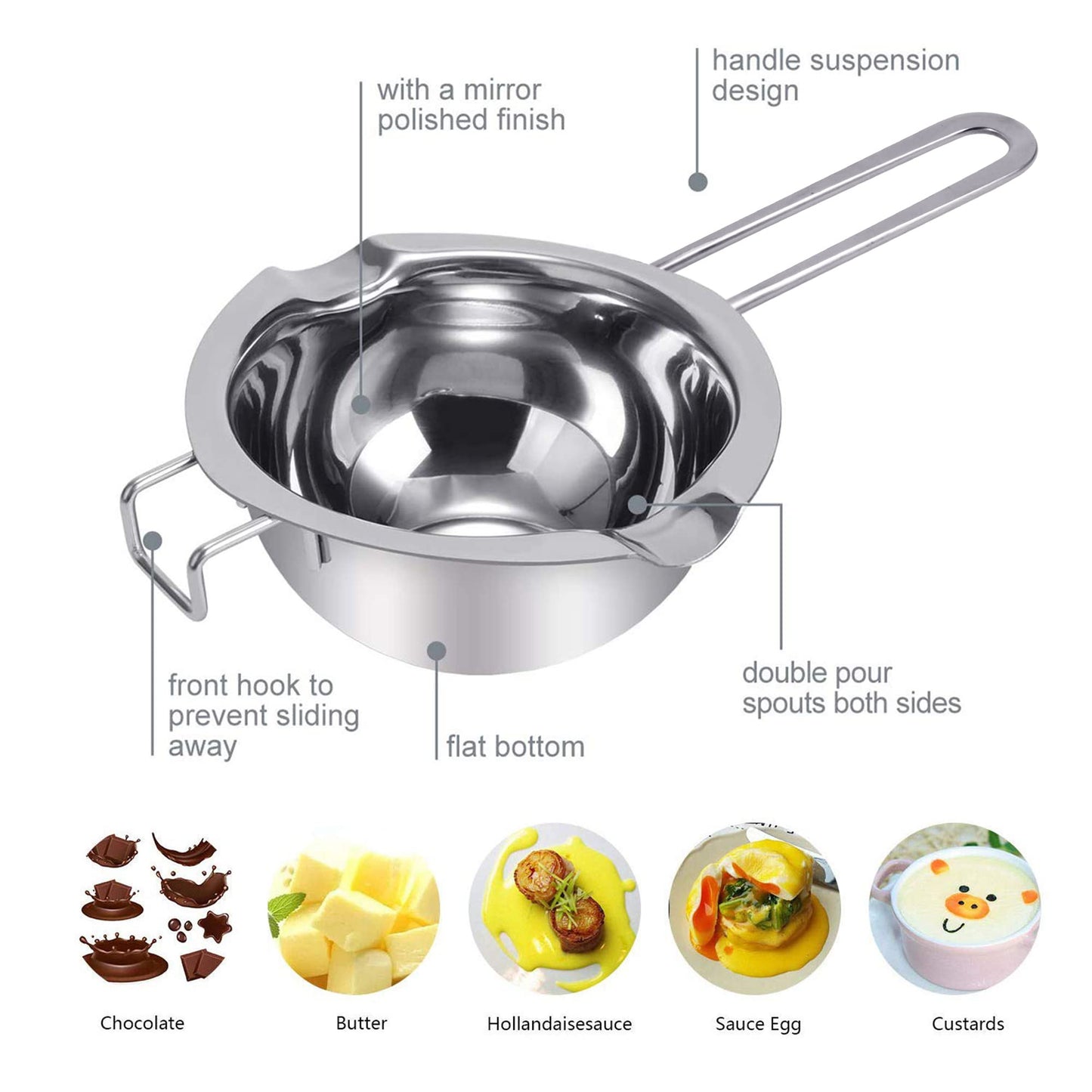 1000ML Melting Pot Stainless Steel - Double Boiler Pot for Melting Chocolate, Candy, Butter, Cheese and Candle Making