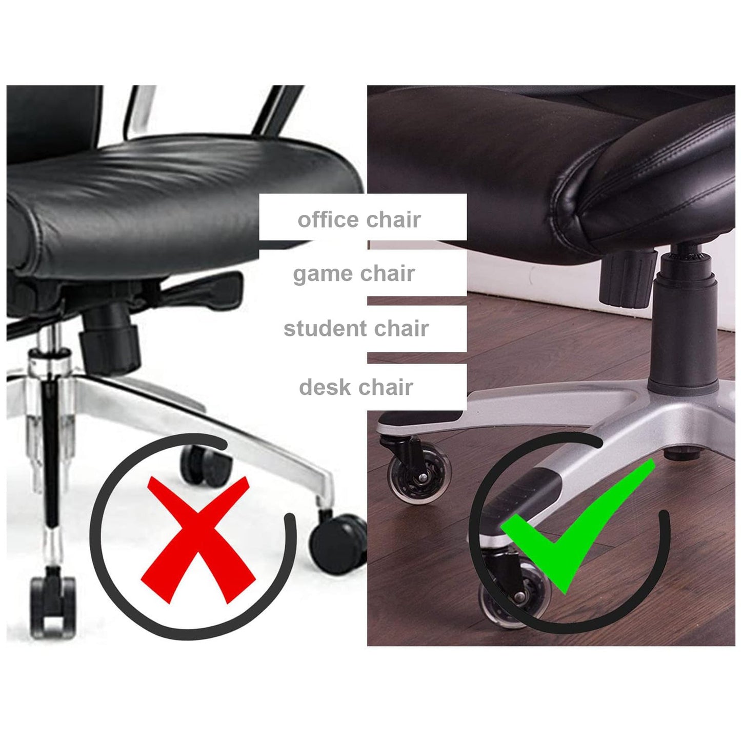 YIUBCZOQI Office Chair Wheels Casters Set of 5 - Heavy Duty Silent Rollers for Hardwood Floors & Carpet, 10x22mm FIT 1KEA,Non-Marring Black Chair Casters with Dual-Bearing Design
