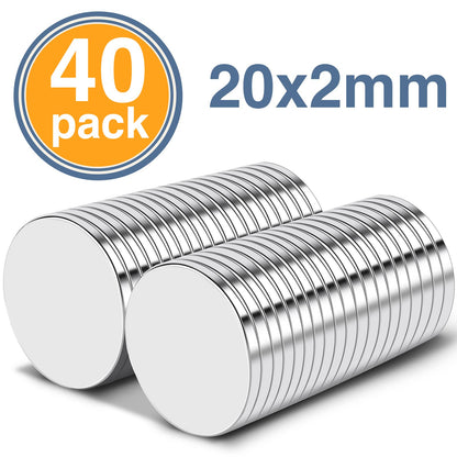 TRYMAG Magnets, 20 x 2mm Super Disc Rare Earth Magnets, Small Round Refrigerator Magnet for Fridge, Crafts, Office, Whiteboard, Dry Erase Board, Cabinets