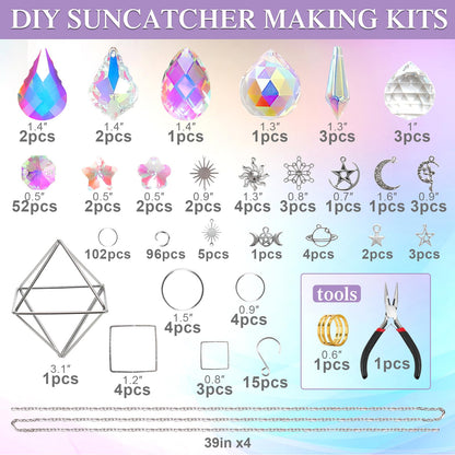 ASTNIC Crystal Suncatchers Kit Craft for Adults, 330 PCS DIY Sun Catchers Making Kits Hanging Decorative Crystal Prisms Rainbow Maker Craft for Adult Window Indoor Outdoor Garden Xmas
