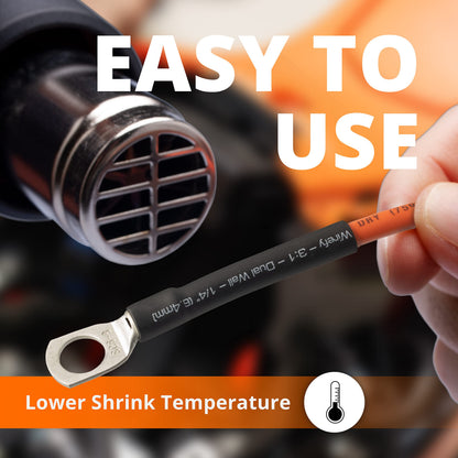 Wirefy | Heat Shrink Tubing - 1/8" inch - 3:1 Ratio - Adhesive Dual Wall Waterproof - Heat Shrink Tube - Heatshrink Tubes - Black - 50 Feet Roll | Trusted UL Certification