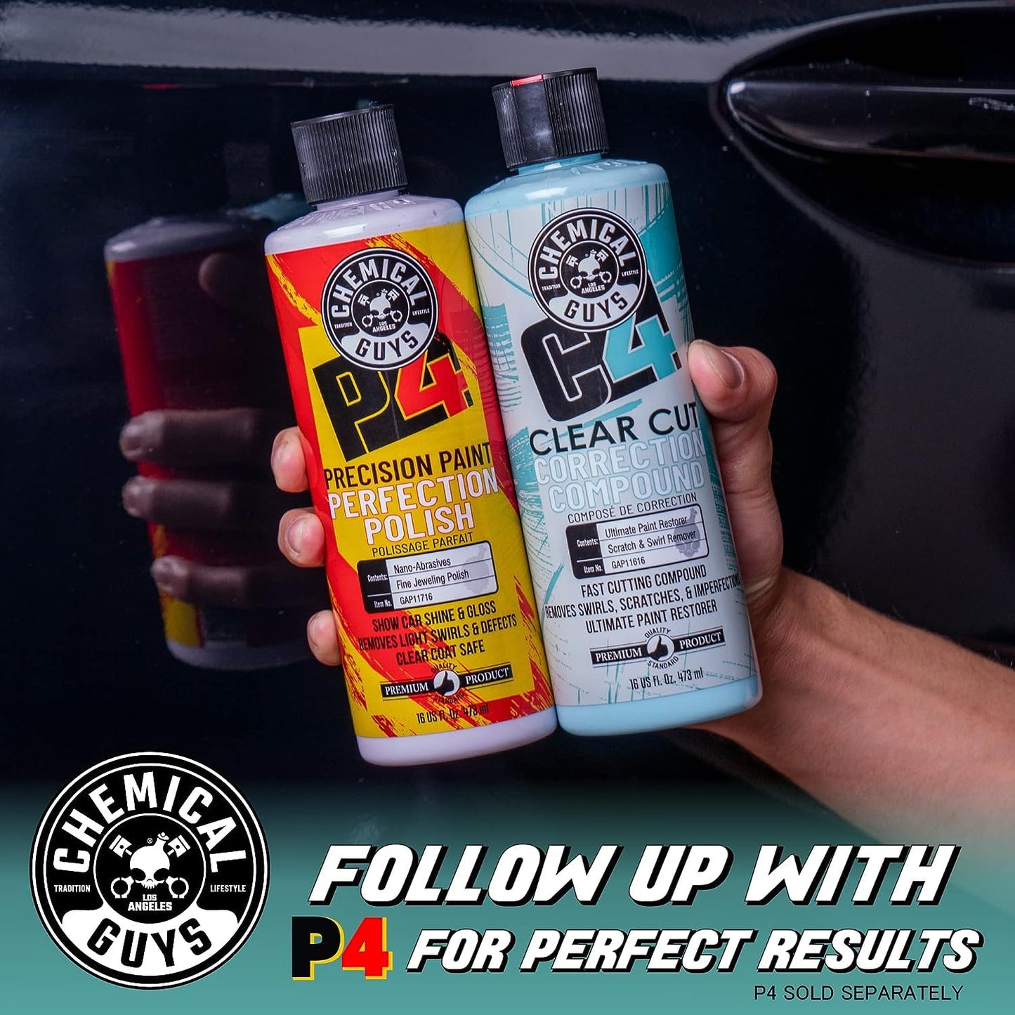 Chemical Guys C4 Clear Cut Correction Compound (Paint Correction - Fixes Scratches, Swirls & Holograms), 473 ml