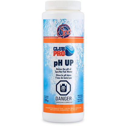 Club Pro | pH Up 750g | Raises pH in Hot Tub & Spa | Can Be Used with Other Hot Tub Chemicals Such As Bromine Chlorine Alkaline pH Down pH Minus & Hot Tub Accessories Such As Puck Floater & Dispenser