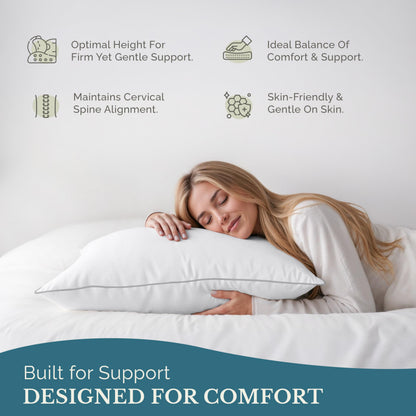 Casa Platino Bed Pillows Standard Size 2 Pack (20x26) - Down Alternative Sleeping Pillows, Hotel Quality, Hypoallergenic & Supportive for Side & Back Sleepers
