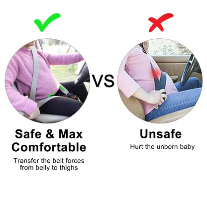 Pregnancy Car Seat Belt Bump Belt Adjuster Comfort and Safety Maternity Driving Straps with Super Soft Car Seat Belt Pad Cover for Mommy