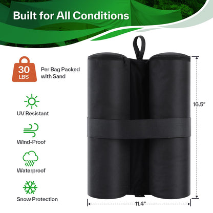 Canopy Weight, Ohuhu 4 Pack Tent Weights 112LBS Sand Bags Canopy Weights Bag for Instant Pop Up Outdoor Sun Shelter Canopy Beach Tent Legs Only Sandbang Without Sand