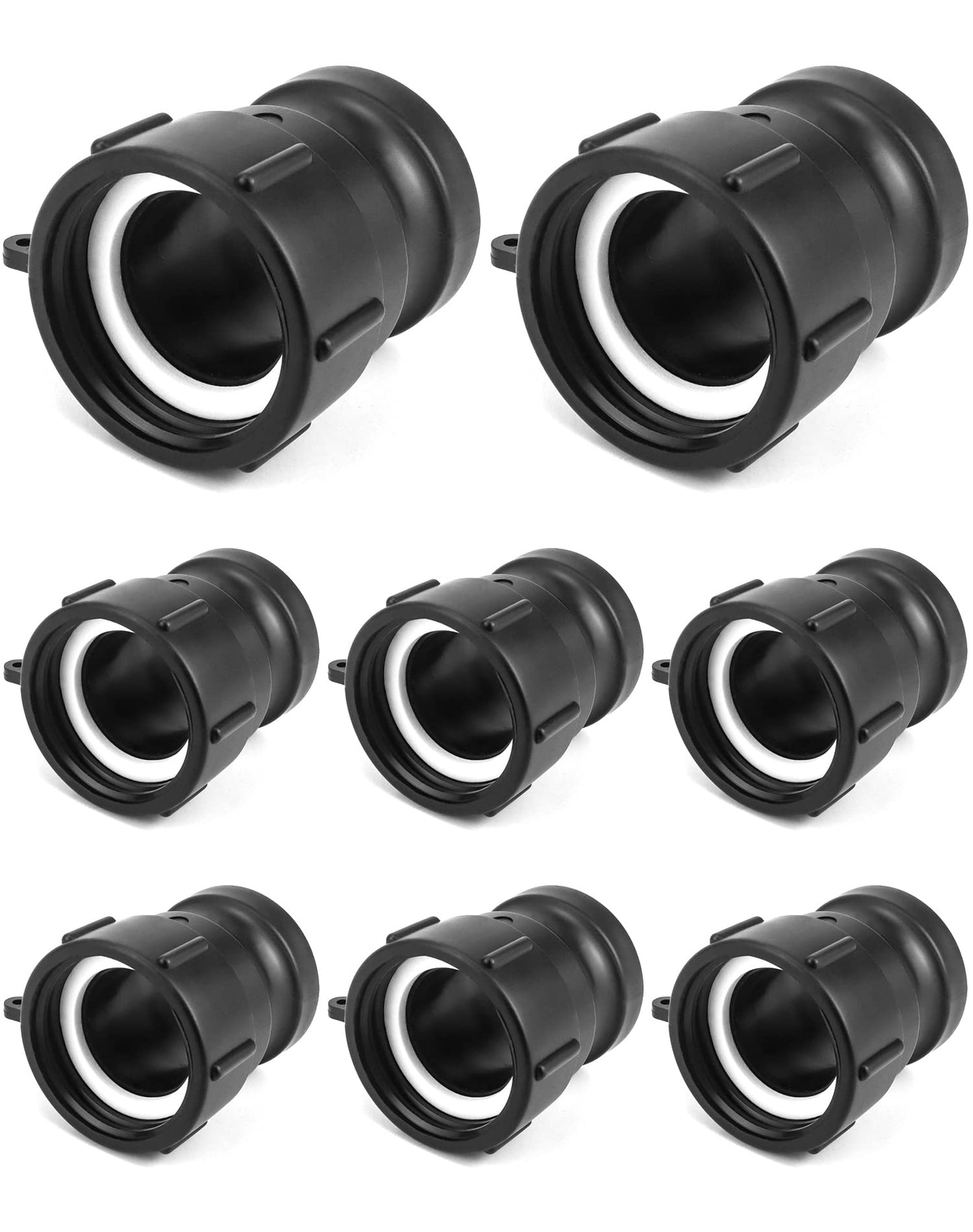 QWORK Poly Cam Lock Fittings, 8 Pack 2” Part A Cam Groove Hose Fitting, 2" Male Adapter x 2" Female Thread, IBC Tote Valve, IBC Tote Fittings, Black