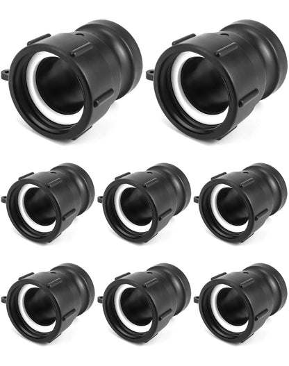 QWORK Poly Cam Lock Fittings, 8 Pack 2” Part A Cam Groove Hose Fitting, 2" Male Adapter x 2" Female Thread, IBC Tote Valve, IBC Tote Fittings, Black
