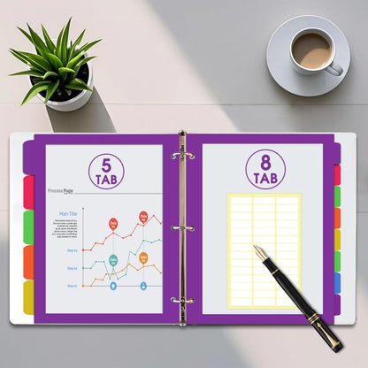 8Tab Binder Dividers with Tabs, 48PCS/6 Set Letter Size Page Clear Window Dividers for 3 Ring Binder (48)