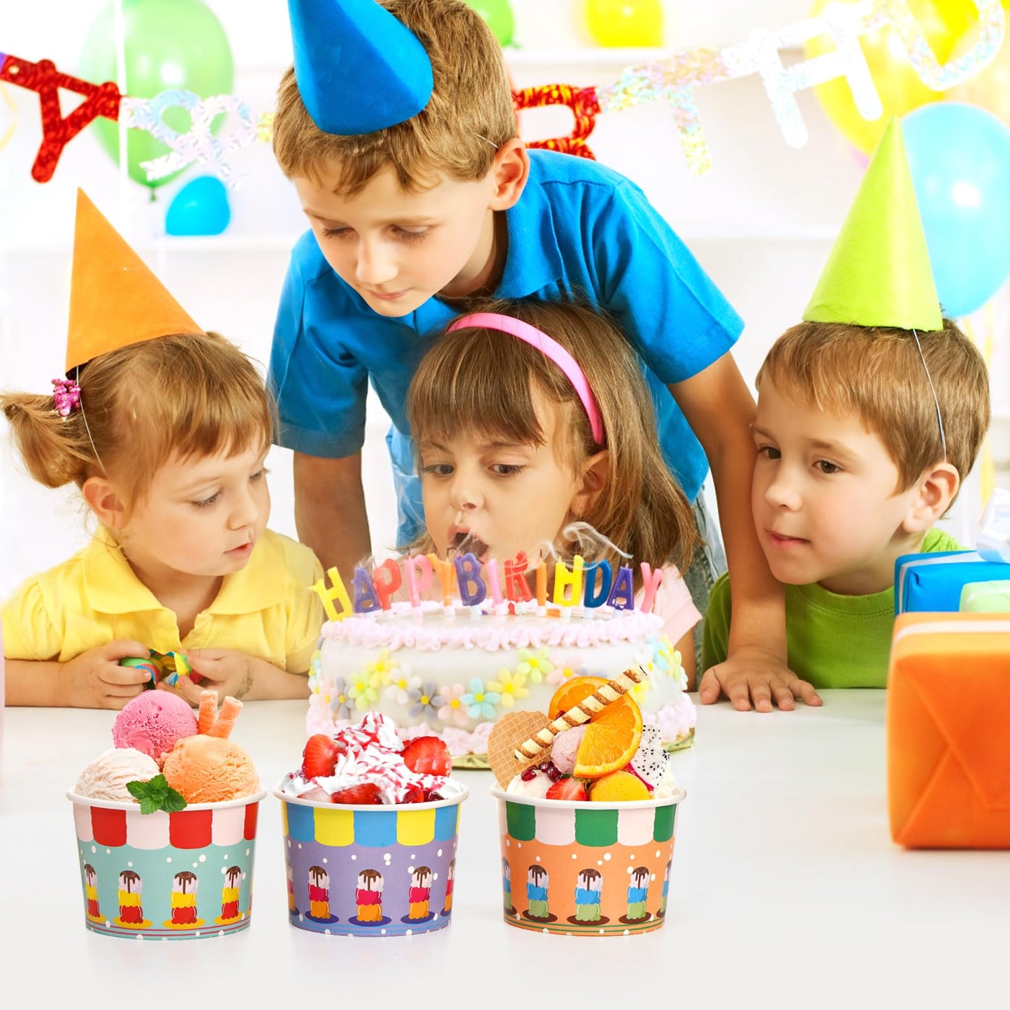 Cididu 240 Pack Paper Ice Cream Cups, 8 Oz Disposable Dessert Snack Bowls, Parties Suppliers Treat Cups for Hot and Cold Food, Soup, Fruits, Frozen Yogurt