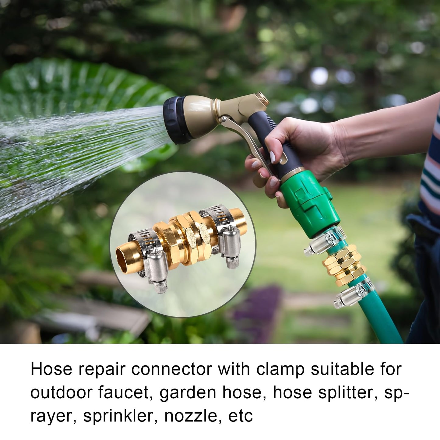 SaferCCTV Garden Hose Connector with Clamps, Garden Hose Repair Kit Male/Female Hose Fittings Set, for 3/4" and 5/8" Aluminum Garden Hose Fittings, 6Set
