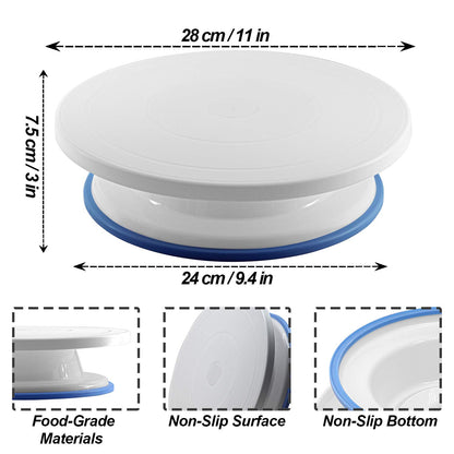 Anaeat 11 Inch Cake Decorating Kits, Revolving Cake Turntable Stand with 2 Icing Spatula and 4 Icing Smoother, Durable Cake Decorating Supplies, Baking Tool for Birthday & Anniversary - Cake Spinner