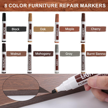 24Pcs Wood Filler Sticks, Furniture Scratch Wood Repair Markers, Wax Crayons Putty Sticks and Furniture Touch up Markers Kit for Scratches, Stains, Scuffs, Nail Holes, Floors, Cabinets, Tables