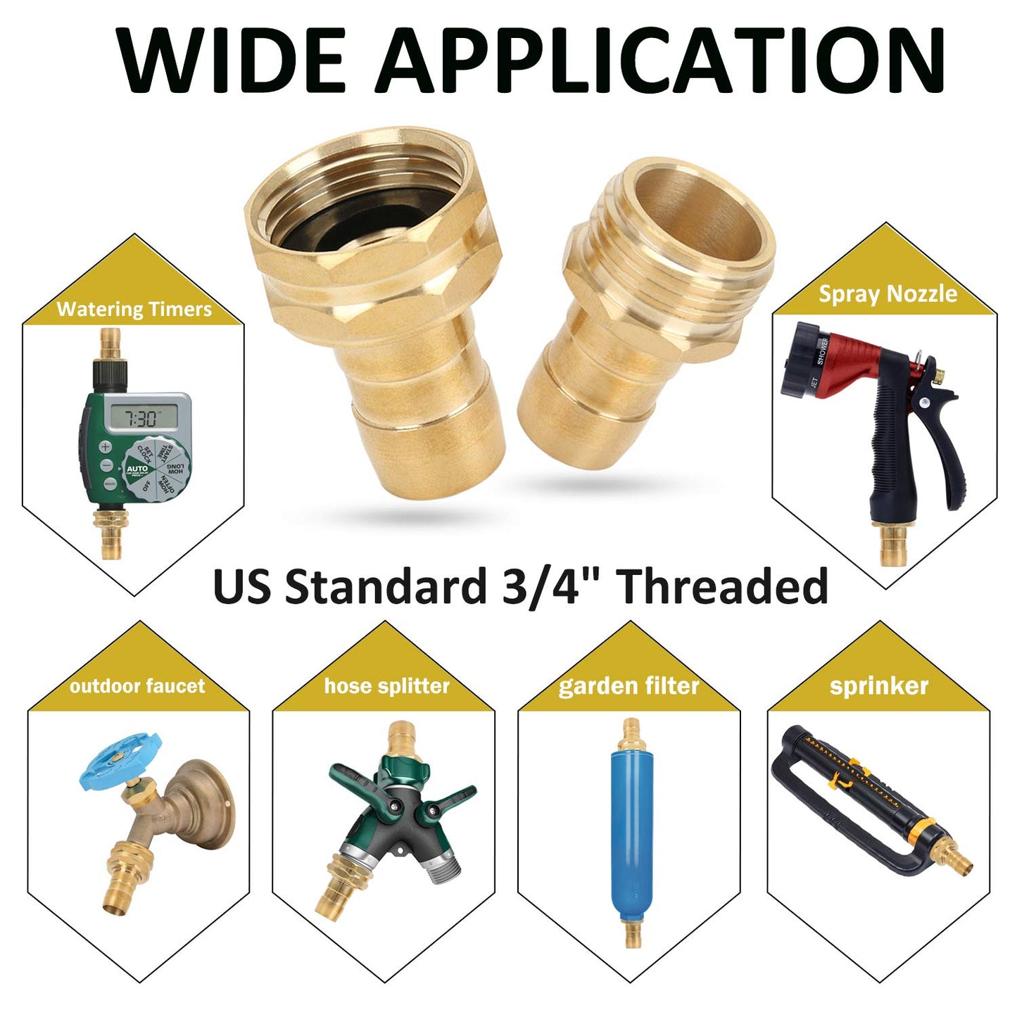 STYDDI Garden Hose Repair Kit, Aluminum Mender Female and Male Hose Connector with Zinc Clamp, Fit All 5/8-Inch and 3/4-Inch Garden Hose, 3 Sets