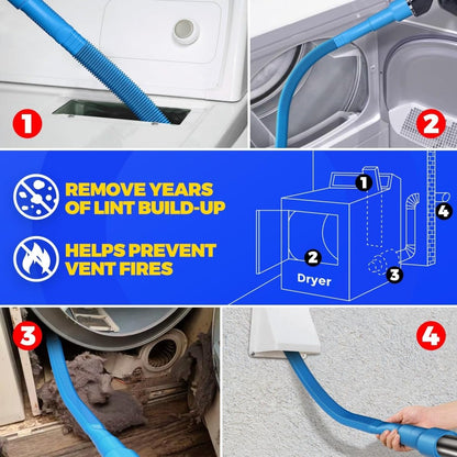 XHYdamile 3-Piece Dryer Vent Cleaning Kit, 15FT Flexible Lint Brush Rods for Dryer Duct Hose Vent Cleaning & Unclogging Clip