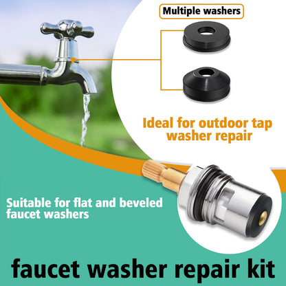 XBVV 32 Size 258 PC Faucet Washer Assortment and Plumbing Rubber Washers Kit for Assorted Garden Hose Washers Shower Head Plumbing Outdoor Faucets Stem Fitting Sealing Repair