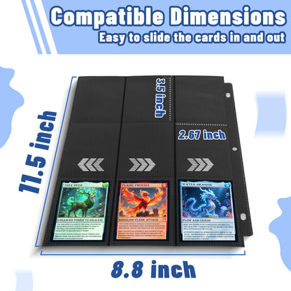 1800 Pockets Trading Card Binder Sleeves, Baseball Card Sleeves Fit for Standard Size Sport Cards, Baseball Card Holder for 3 Ring Binder