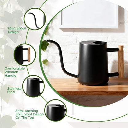 Bamworld Watering Can Indoor Plants 35oz Small Watering Can Stainless Steel Water Can for Indoor Outdoor Home Plants Garden Flowers（Black）