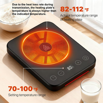 Sourdough Starter Warmer Mat, 70-100℉ Adjustable with 1℉ Precision Warming Heating Pad for Proofing Bread for Home Baking with US Plug, 0-12H Timer, Memory Function (Black)