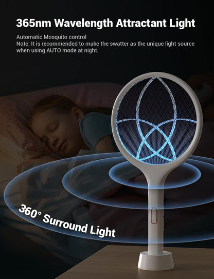 YISSVIC Bug Zapper Racket 4000 Volt Electric Fly Swatter Fly Zapper Indoor Outdoor Dual Modes with Attractant Light Rechargeable