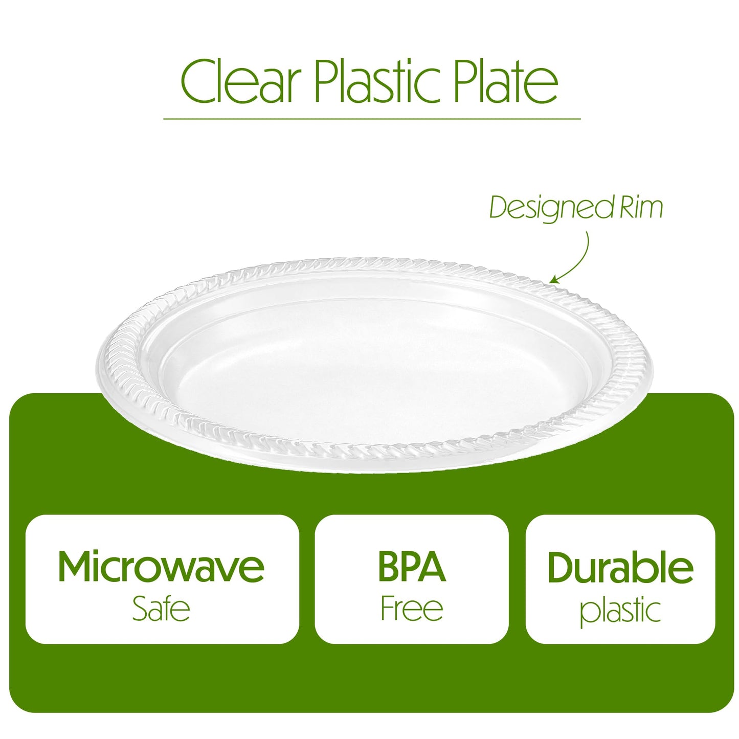 PLASTICPRO 80 Pack Clear Plastic Plates 9 Inch Durable Disposable Plastic Dinner Plates for Parties Events BBQ