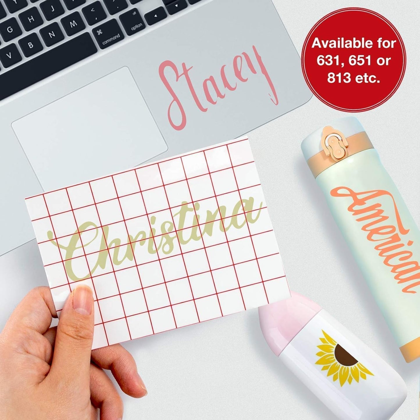 XVinyl 12" x 50ft Red Grid Transfer Tape Roll for Vinyl - Adhesive Application Tape Works Great with All Craft Vinyl Brands
