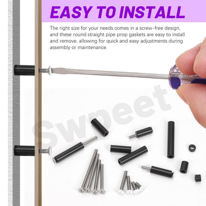 Swpeet 385Pcs 6-32 Thread Extra Long Outlet Screws, Slotted Wall Plate Screws and Electrical Outlet Spacers Extender Kit, Electrical Outlet Screws, Switch Plate Screws, Nylon Round Space
