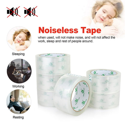 BOMEI PACK Quiet Packing Tape Clear, No Noise Tape, 1.88 Inch x 50m, 6 Rolls