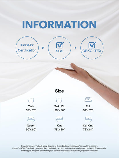 100% Waterproof Mattress Protector Twin Size, Premium Viscose from Bamboo Mattress Pad Ultra Soft Breathable, Noiseless Mattress Cover Fitted 8"-21" Deep Pocket