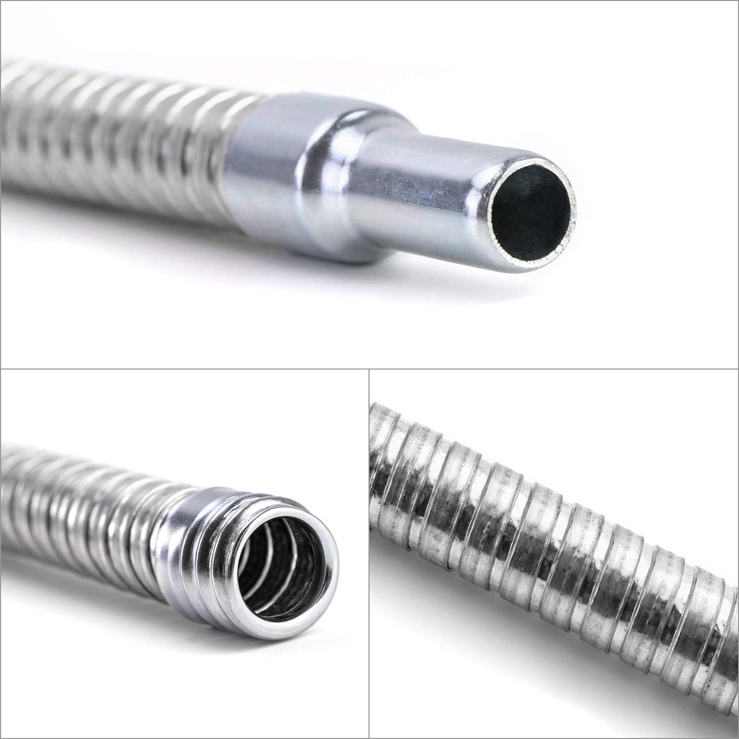 QWORK Spout Funnel with 14-9/16" Long Flexible Hose and Strainer, Steel Universal Priming Funnel for All Oils,Diesel Fuel and Other Liquids